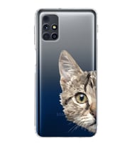 Samsung Galaxy M31s Uyumlu Kamera Korumalı Kapak Catface Tasarımlı  Şeffaf Silikon Kılıf