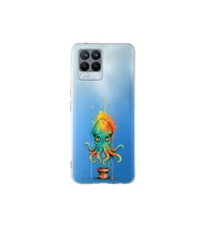 Realme 8 Pro ile uyumlu Splash ahtapot tasarımlı şeffaf silikon kılıf