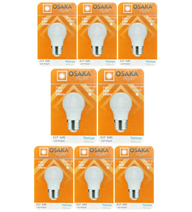 (8 Adet) Osaka 7W (50W) Beyaz Işık E27 Duylu (Kalın Duy) Led Ampul