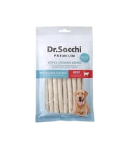 Dr.Sacchi Premium Sığır Etli Beyaz Sığır Derisi Burgu Çubuk Tahılsız Köpek Ödülü 5'' 15'li 110 Gr (Krem)