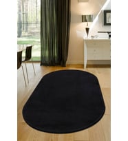 Dijidekor Peluş Halı Siyah Cool Yıkanabilir Oval Post Kesme Yolluk Kilim Salon Halısı Modelleri