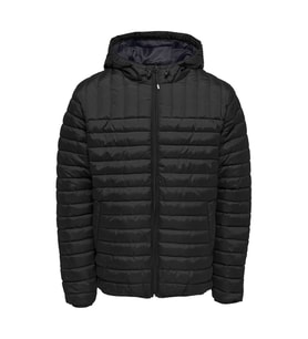 Only & Sons Erkek Siyah Paul Quilted Hood Kapüşonlu Mont 22015121-blk