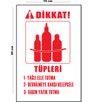 Metal Dikkat Tüpleri Yağlı Elle Tutma 15 Cm x 20 Cm Uyarı Levhası Yönlendirme Tabelası