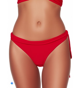 Kırmızı Bir Taraf Kalın Ip Bağcıklı Bikini Altı