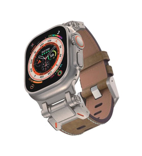 Apple Watch 44mm Kordon Metal Bağlantılı Sunni Deri Kordon 114 (Taba)