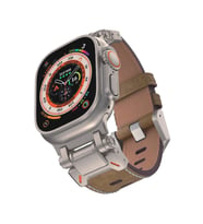Apple Watch 44mm Kordon Metal Bağlantılı Sunni Deri Kordon 114 (Taba)
