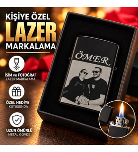 Siyah Renk Hediyelik Çakmak (Fotoğraf ve İsim Eklenebilir)
