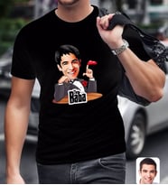 BK Gift Kişiye Özel Godfather Baba Karikatürlü Siyah T-Shirt-6