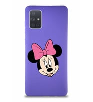 Samsung Galaxy A71 Soft Premier Kapak Minnie Mouse-C Tasarımlı Silikon Kılıf - Mor (Şeffaf)