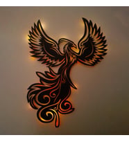 Lucenda Led Işıklı Anka Kuşu Dekoratif Tablo Duvar Dekorlu Gece Lambası