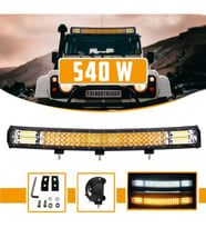 C9 Off Road 3 Sıra 540W Çift Çakar Modlu Oval LED Lamba Beyaz ve Turuncu Flaşlı 108 cm 3030 Cree LED