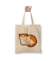 Cute Ginger Cat Orange & White Fat Tabby Kedi Beyaz Bez Çanta Uzun Saplı Alışveriş Çantası