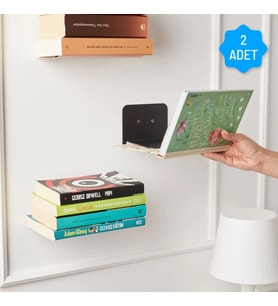 Kitaplık Duvar Kitaplığı Raf Kitaplığı Metal Duvar Rafı Dekoratif  2 Adet