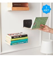 Kitaplık Duvar Kitaplığı Raf Kitaplığı Metal Duvar Rafı Dekoratif  2 Adet