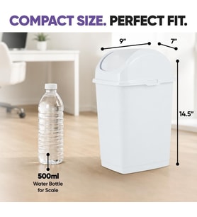2,6 litre küçük Slim Trash can (Beyaz)