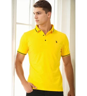 T9586 DEWBERRY ERKEK POLO YAKA T-SHIRT-SARI