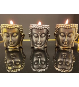 3 Lü Küçük Buda Mumluk (Çok Renkli)