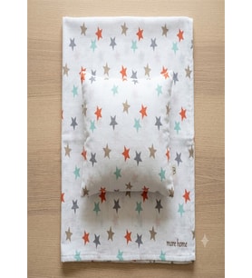 More Home % 100 pamuklu Bebek 90x90 Müslin örtü +35x45 Yastık Kılıfı Yıldız Desenli