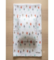 More Home % 100 pamuklu Bebek 90x90 Müslin örtü +35x45 Yastık Kılıfı Yıldız Desenli