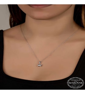 Swarovski Crystal Taşlı Yıldız Gümüş Kadın Kolye