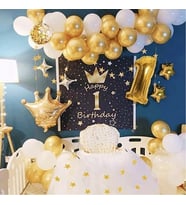 Kral Taçlı Yaş Balon Happy Birtday Doğum Günü Süsleme Seti-