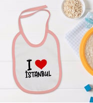 BK Kids I Love Şehir Serisi Pembe Bebek Mama Önlüğü - Model 1