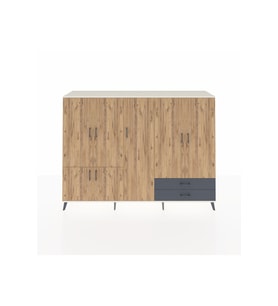Hyperion Dolap 12 Raflı 2 Çekmeceli 7 Kapaklı 220x44x163 Aytaşı-Çam/Antrasit