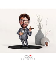 BK Gift Kişiye Özel Erkek Patron Karikatürlü Ahşap Biblo-3
