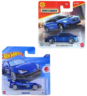 2 Araç Set - Hot Wheels Subaru BRZ & Matchbox 2024 Subaru WRX S4 STI (1/64) Mavi