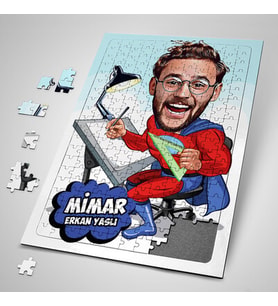 Kişiye Özel Hediye Mimar Karikatürlü Puzzle