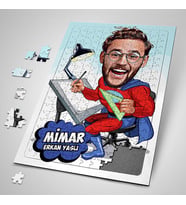 Kişiye Özel Hediye Mimar Karikatürlü Puzzle