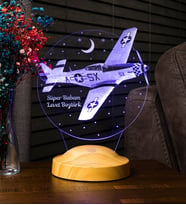 Babaya Hediye Babalar Günü Hediyesi Uçak Gecelambası Kişiye Özel 3D Led Lamba, Mustang P 51 Kuzey Amerika