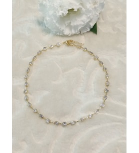 Altın Kaplama Taşlı İthal Choker Tasma Gümüş Kolye