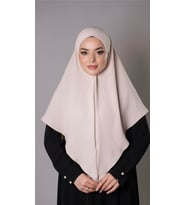 Bej Pratik Hazır Geçmeli Tesettür Eşarp Aerobin Kumaş Düz Hijab 2309_12