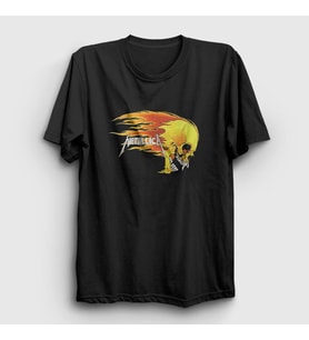Presmono Unisex Siyah Fire Metallica T-Shirt 291818tt