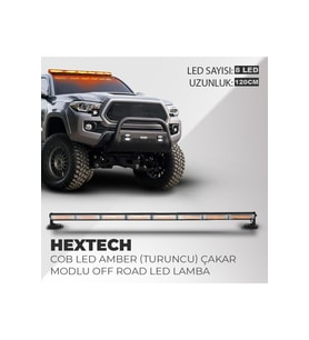 Hextech 80W Turuncu 120cm 17 Farklı Yanış Modlu 8 COB LED Off Road Led Lamba