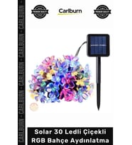 #Solar Dış Mekan Peyzaj Solar 30 Ledli Çiçekli RGB Bahçe Aydınlatma Dekorasyon Güneş Enerjili