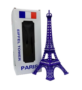 Metal Paris Eyfel Kulesi Mor Kristal Taşlı 25cm