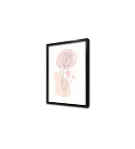 Line Art Çiçek VI Çerçeveli Cam Tablo