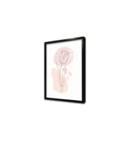 Line Art Çiçek VI Çerçeveli Cam Tablo