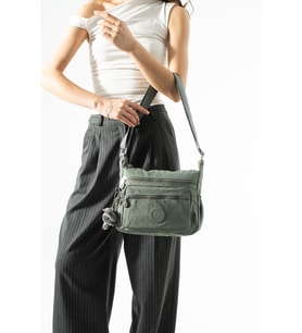 Çapraz Askılı Ultra Hafif Çok Cepli Bayan Omuz Çantası Gri (Model: 571-6A)