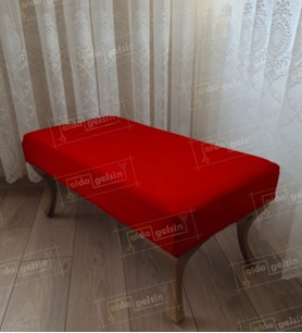 Ayak Ucu Kapı Önü Antre Düz Bench Puf Orta Sehpa Gold Ayak (110*45) (Kırmızı)