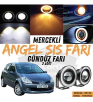 Renault Clio 3 2005-2013 Uyumlu Mercekli Angel Sis Farı Metal 76 mm Turuncu Halkalı Gündüz Farı 2 Ad