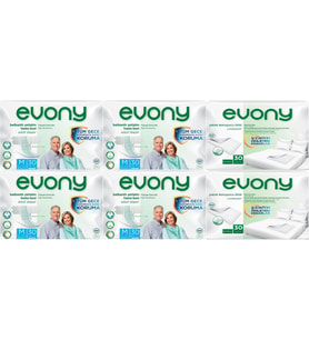 Evony Hasta Bezi Yetişkin Bel Bantlı Tekstil Yüzey Orta 120 Adet + Yatak Koruyucu Örtü 60 Adet