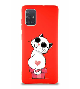 Samsung Galaxy A71 Soft Premier Kapak Coolcat Tasarımlı Silikon Kılıf - Kırmızı (Şeffaf)