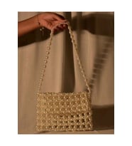 Pinterest Çantası, Özel Tasarım Parlak İnci Çanta (Ekru)