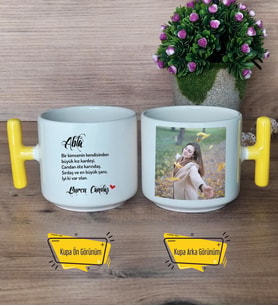 Ablaya Hediye Kupa Bardak Fotoğraflı T Sarı Kulplu Ablaya Doğum Günü Hediyesi
