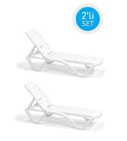 Omnipazar SY-2537 Beyaz Elite Plaj Havuz Şezlong