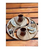 Kahvaltı Tabağı, Ying-Yang Sunum, Kahvaltı Sunum, Kayın Ağacı Sunumluk , Doğal Ahşap, El Yapımı