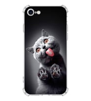 PrintiFy Apple iPhone 8 Uyumlu Kedi 2 Baskılı Şeffaf Köşe Korumalı Antişok Kılıf